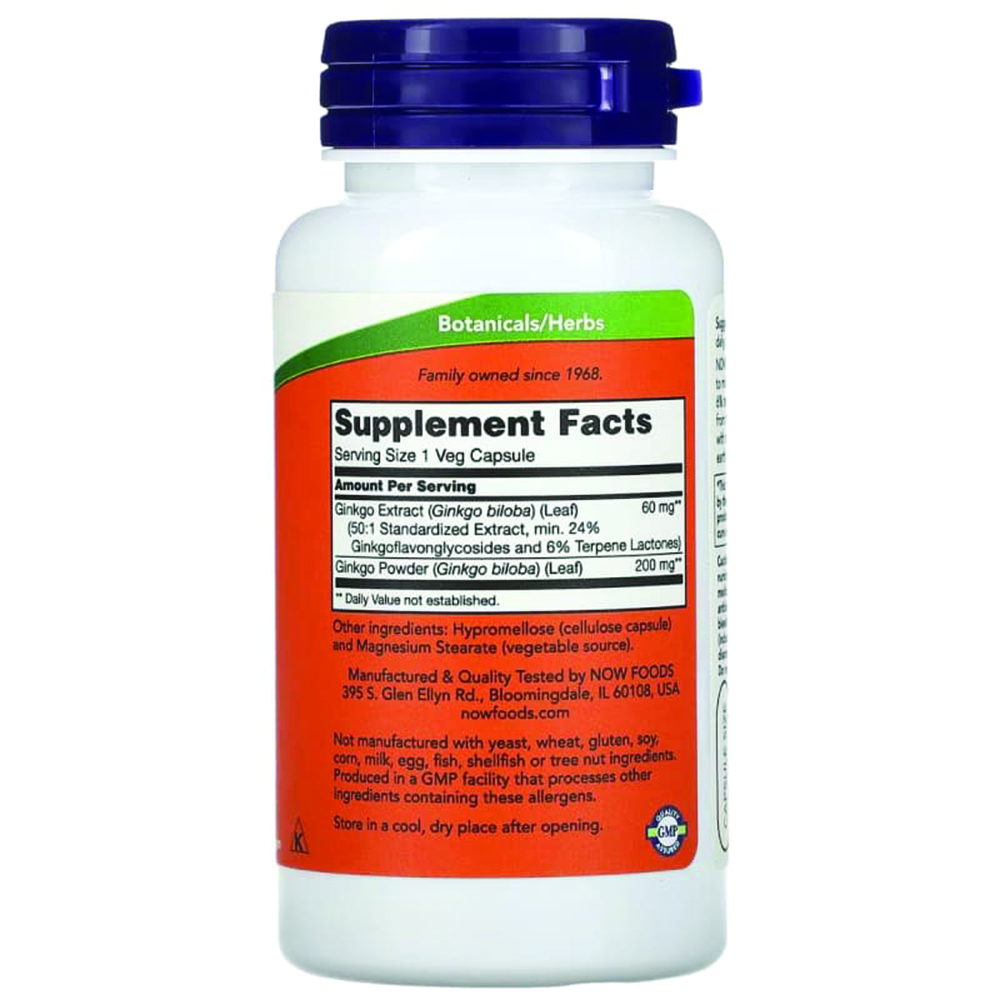 NOW - Ginkgo Biloba 60mg. Фото 2