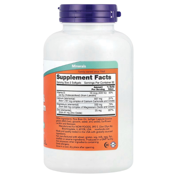NOW - Calcium & Magnesium with Vitamin D-3 and Zinc. Фото 2