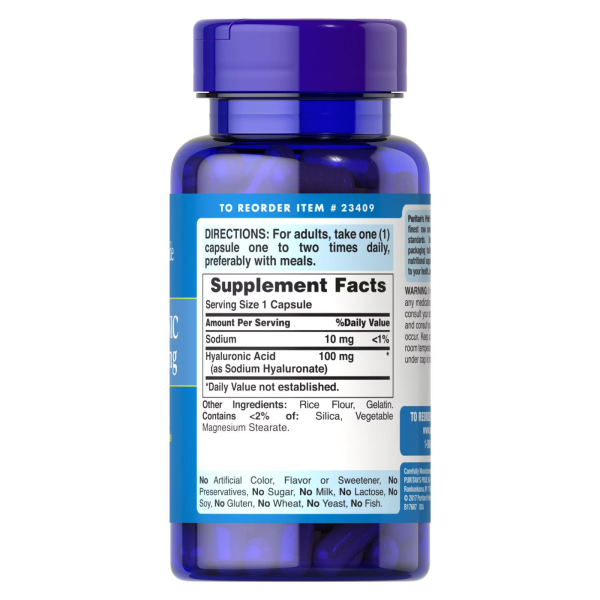 Puritan's Pride - Hyaluronic Acid 100mg. Фото 2