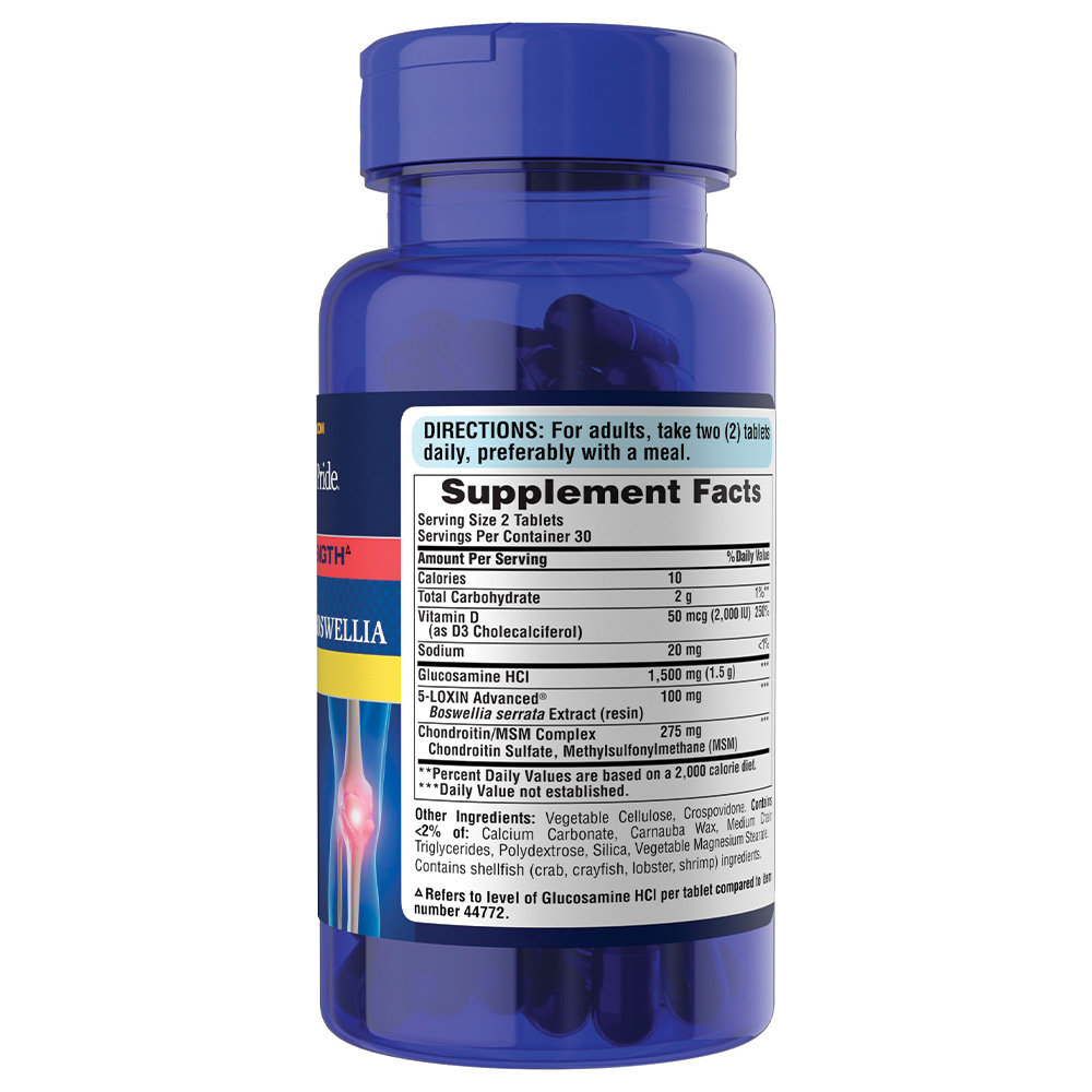 Puritan's Pride - Triple Strength Glucosamine Boswellia + Vitamin D. Фото 2