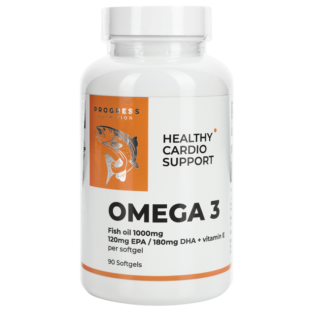 Progress Nutrition - Omega 3 Fish Oil 1000mg 120mg EPA / 180mg DHA + Vitamin E