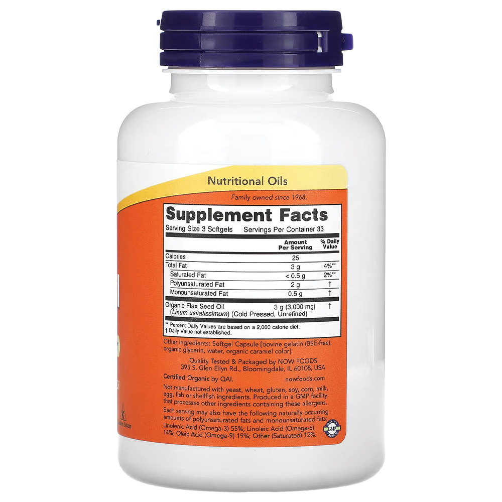 NOW - Flax Oil 1000mg. Фото 2