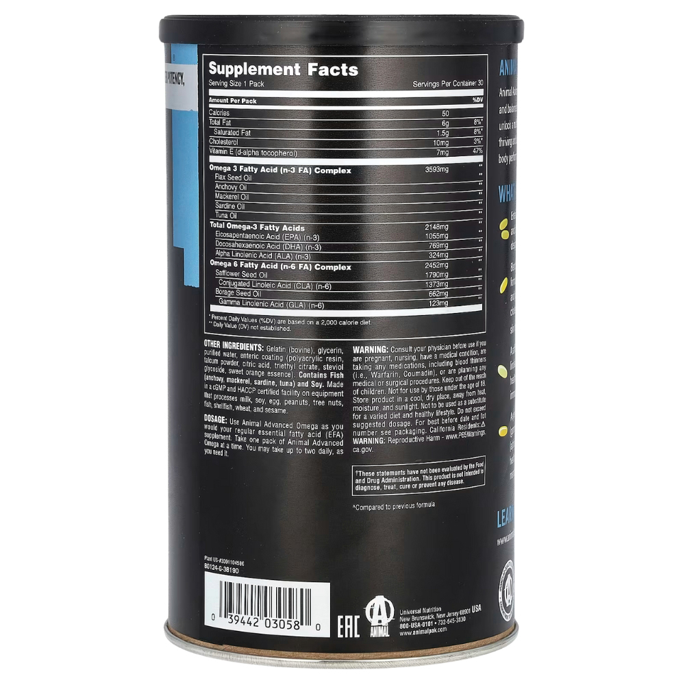 Universal Nutrition - Animal Advanced Omega - 3 & EFAS