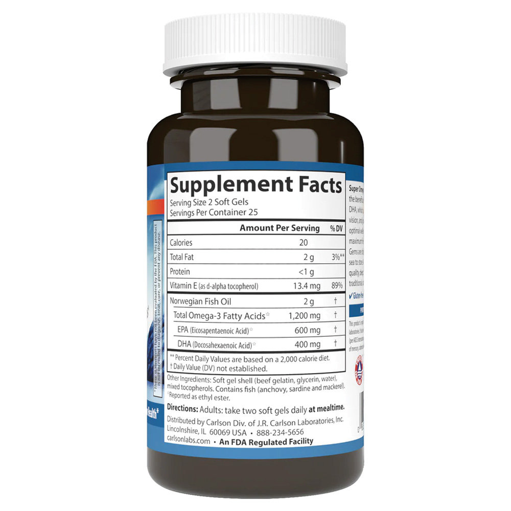 Carlson Labs - Wild Caught Super Omega-3 1200mg. Фото 2