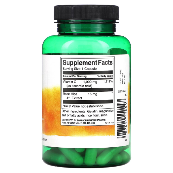 Swanson - Vitamin C 1000mg with Rose Hips. Фото 2