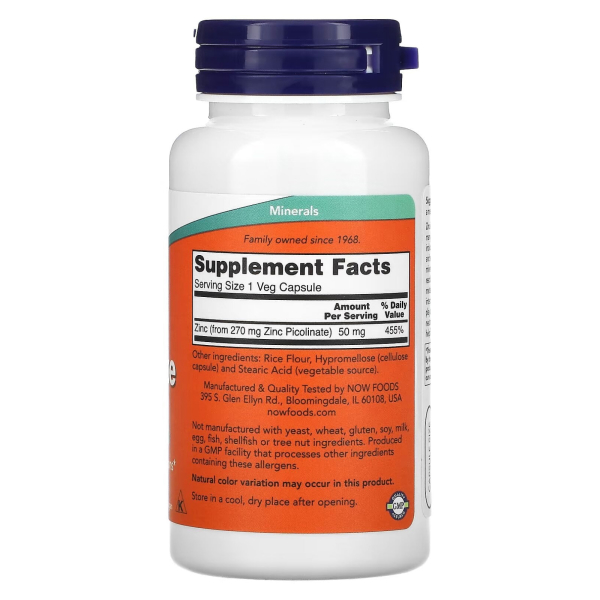 NOW - Zinc Picolinate 50mg. Фото 2